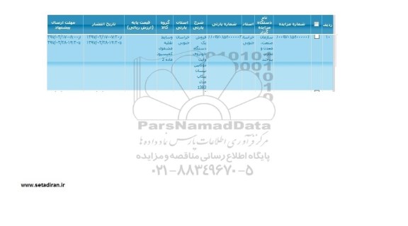 مزایده، مزایده فروش یک دستگاه خودروی وانت دوکابین نیسان پیکاپ