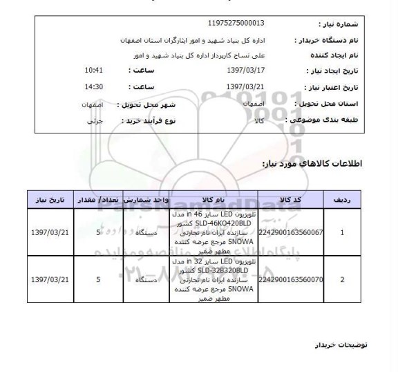 استعلام, استعلام تلویزیون LED...