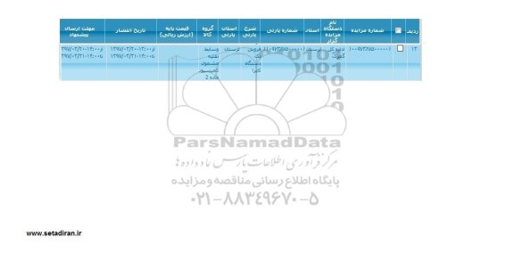 مزایده ، مزایده فروش یک دستگاه کاپرا