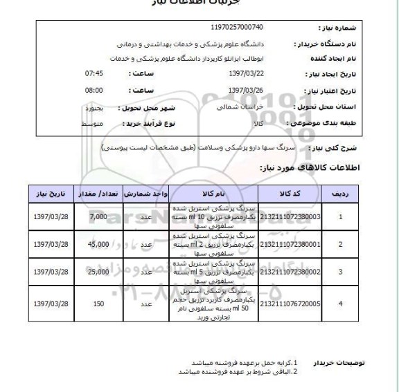 استعلام, سرنگ