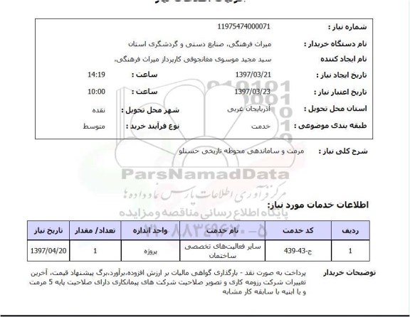 استعلام, مرمت و ساماندهی 