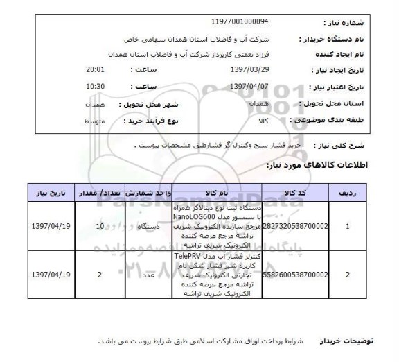 استعلام, خرید فشار سنج و کنترل گر فشار 