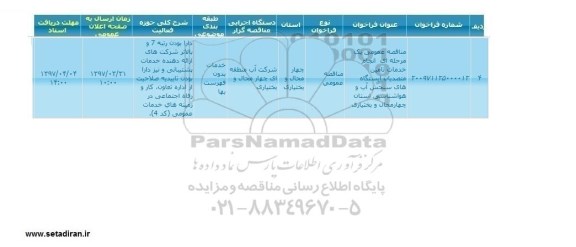 مناقصه عمومی ، مناقصه انجام خدمات تامین متصدیان ایستگاههای سنجش 