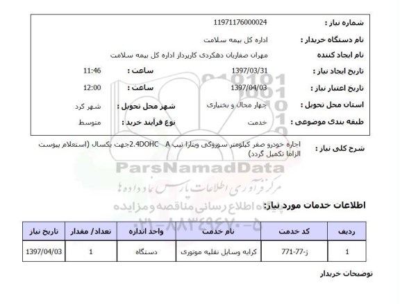 استعلام,استعلام اجاره خودرو صفر کیلومتر