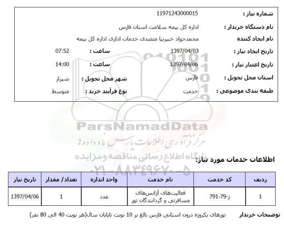 استعلام, تورهای یکروزه درون استانی