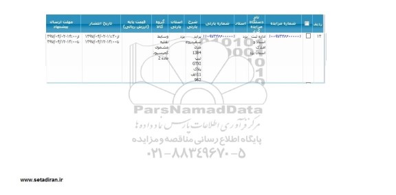 آگهی مزایده , آگهی مزایده پراید مدل 83 