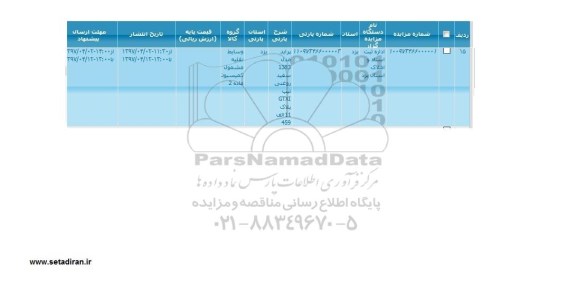 آگهی مزایده , آگهی مزایده پراید مدل 83