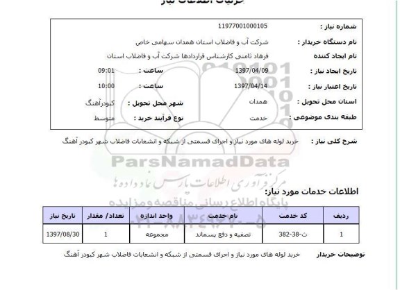 استعلام,خرید لوله های موردنیاز...