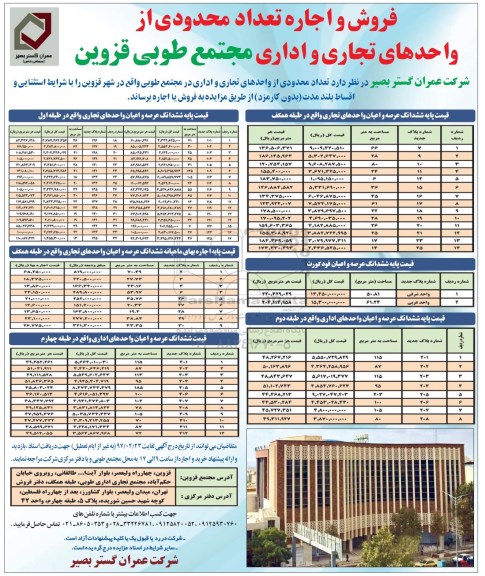 آگهی مزایده عمومی,مزایده  فروش و اجاره تعداد محدودی از واحدهای تجاری و اداری 