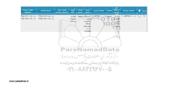 مزایده ، مزایده سه دستگاه یونیت دنداپزشکی