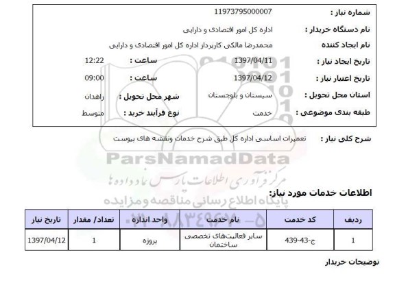 استعلام, تعمیرات اساسی