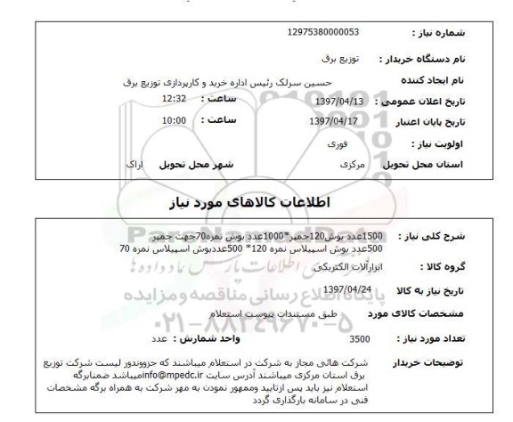 استعلام, استعلام 1500 عدد بوش ...