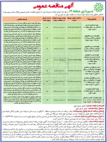 مناقصه ، مناقصه تهیه مصالح و اجرای خط کشی در سطح منطقه ...