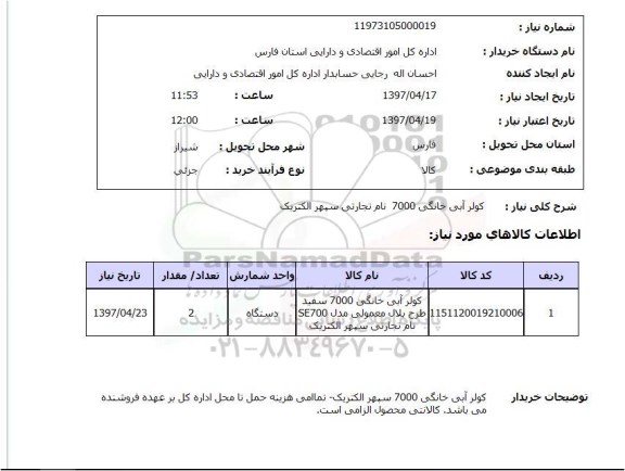 استعلام , استعلام کولر آبی خانگی 