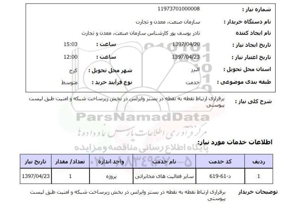 استعلام,استعلام برقراری ارتباط نقطه به نقطه در بستر وایرلس ...