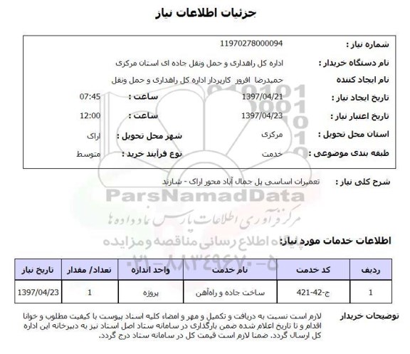 استعلام, تعمیرات اساسی پل