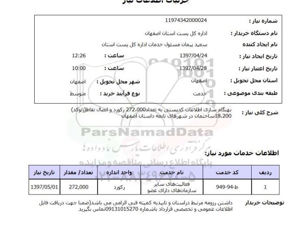 استعلام , استعلام بهنگام سازی اطلاعات کدپستی ..