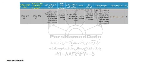 مناقصه ، مناقصه عملیات اجرایی احداث مقاطع کنترل در ایستگاه های ...