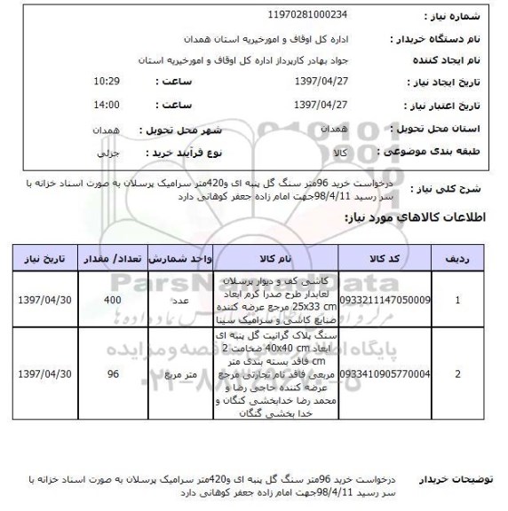 استعلام, خرید سنگ گل پنبه ای ، سرامیک