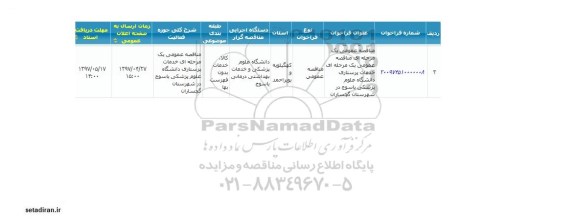 مناقصه ، مناقصه خدمات پرستاری