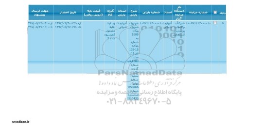 مزایده خودروی سواری پیکان