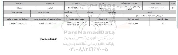 مزایده زمین تجاری مساحت عرصه سی و دو متر 