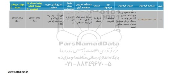 مناقصه , مناقصه مسیر گشایی و احداث خیابان