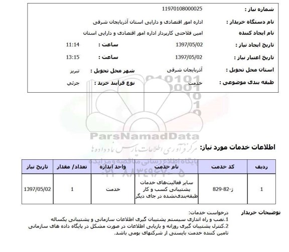 استعلام, استعلام سایر فعالیتهای خدمات پشتیبانی کسب و...