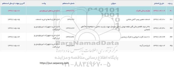 استعلام, استعلام لوازم یدکی کلارک 