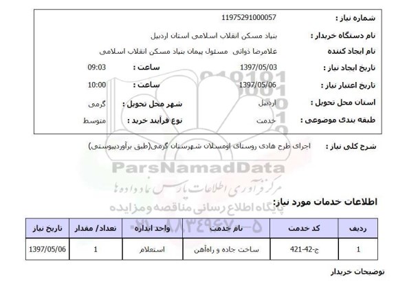 استعلام,اجرای طرح هادی