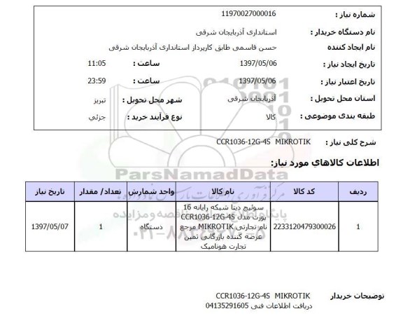 استعلام, CCR1036- 12G- 4S  MIKROTIK