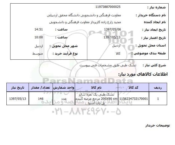 استعلام, تشک طبی