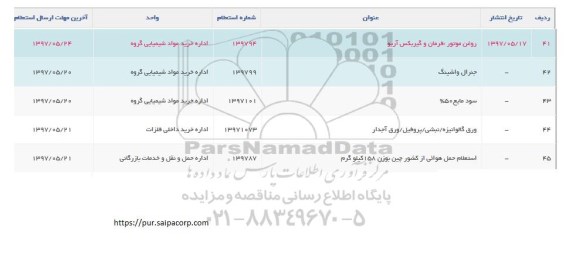 استعلام , استعلام روغن موتور فرمان و گیربکس