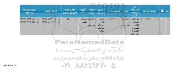 مزایده, مزایده سواری پیکان 