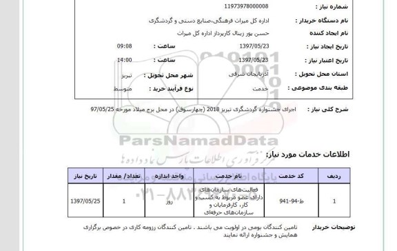 استعلام,استعلام اجرای جشنواره گردشگری 