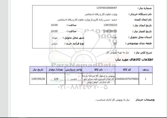 استعلام,تهیه روپوش