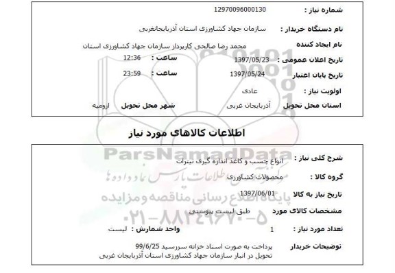 استعلام, انواع چسب و کاغذ اندازه گیری نیترات 