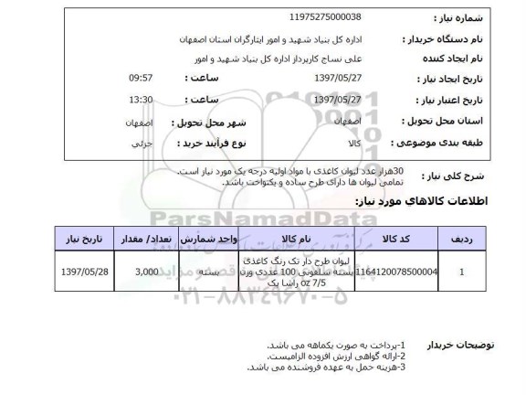 استعلام, لیوان کاغذی