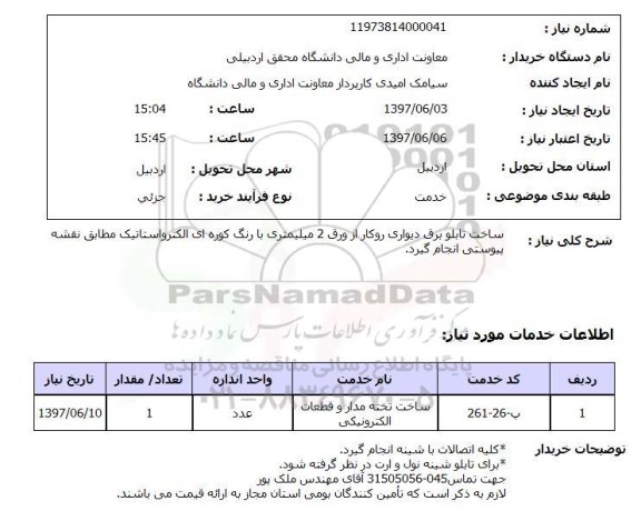 استعلام, استعلام ساخت تابلو برق...