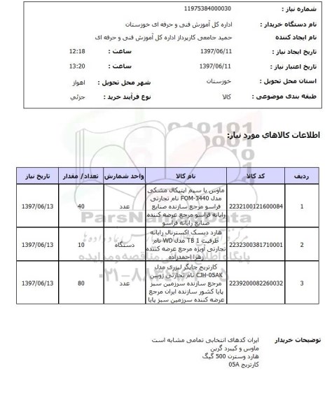 استعلام, استعلام ماوس با سیم اپتیکال - هارد دیسک اکسترنال - کارتریج چاپگر