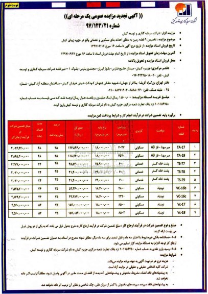 مزایده,مزایده تخصیص 9 قطعه زمین به منظور احداث بنای مسکونی و خدماتی نوبت دوم  