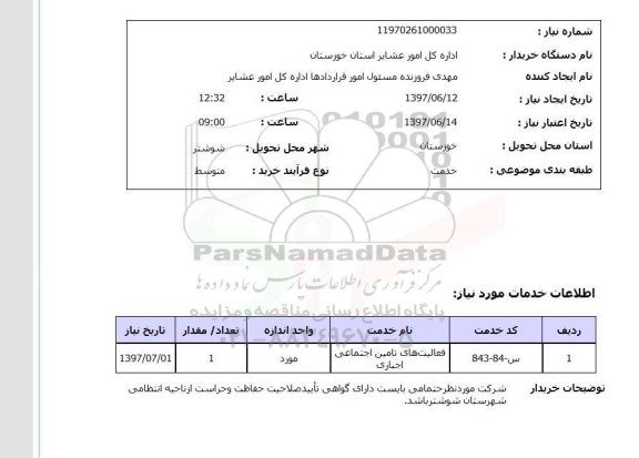 استعلام,فعالیت های تامین اجتماعی