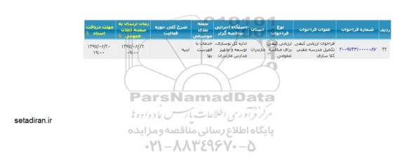 فراخوان ارزیابی کیفی تکمیل مدرسه مفتی