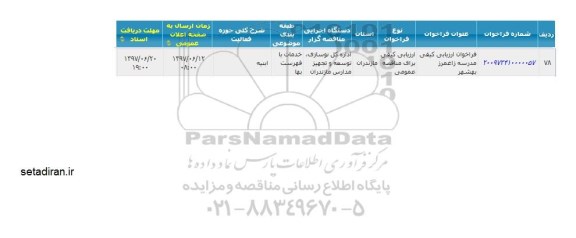 فراخوان ارزیابی کیفی مدرسه