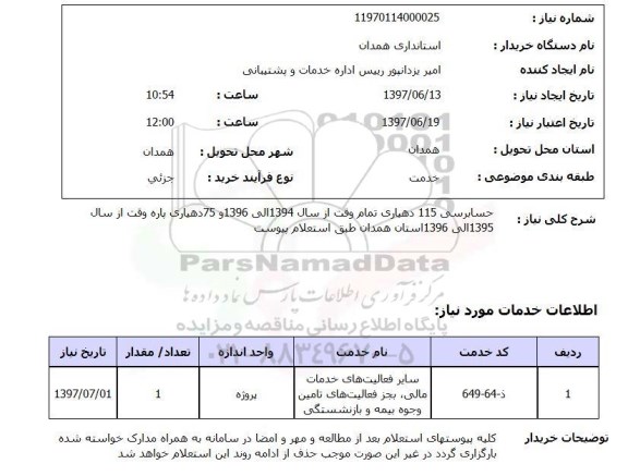 استعلام, استعلام حسابرسی دهیاری