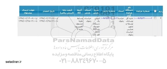 فروش یکدستگاه خودروی پژو 405 