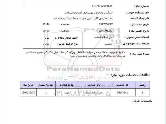 استعلام, استعلام حفاری و پر کردن کانال و محل حوادث اتفاقات ..