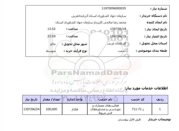 استعلام , استعلام فعالیتهای معماری و مهندسی و مشاوره های فنی 