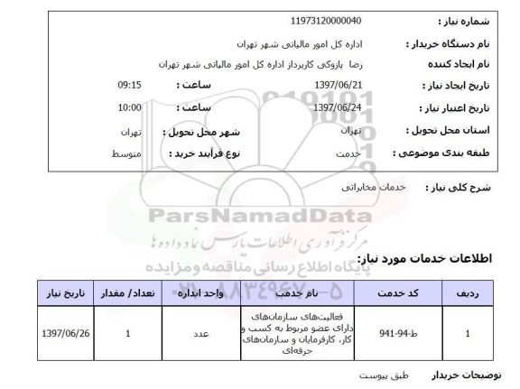 استعلام, استعلام خدمات مخابراتی