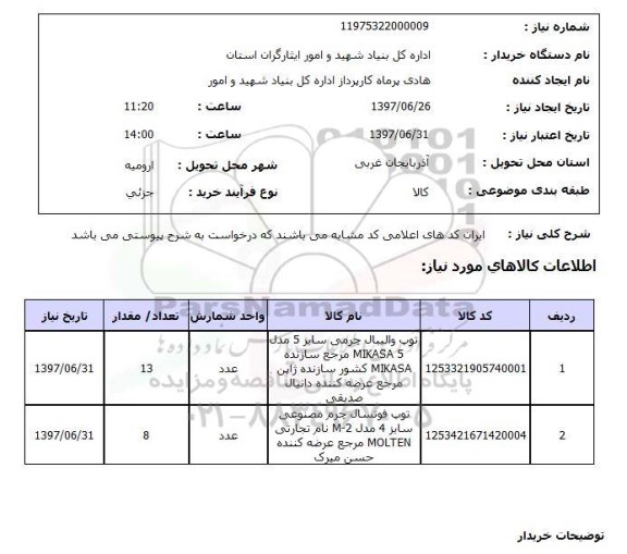 استعلام, توپ والیبال  و فوتسال 